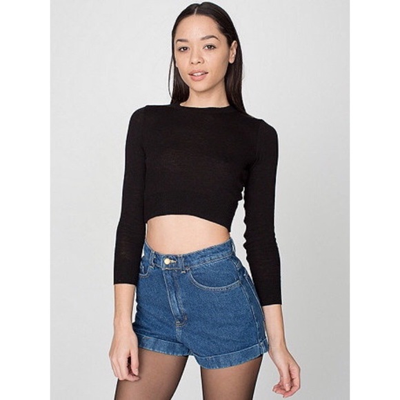 american apparel high waisted denim shorts